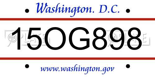 15OG898 District Of Columbia License Plate