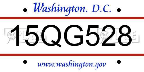 15QG528 District Of Columbia License Plate