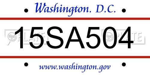 15SA504 District Of Columbia License Plate