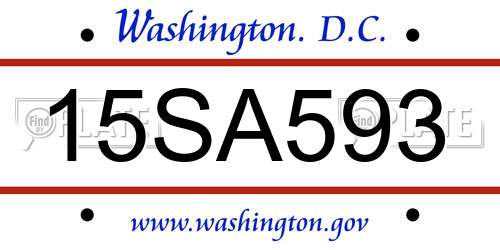 15SA593 District Of Columbia License Plate