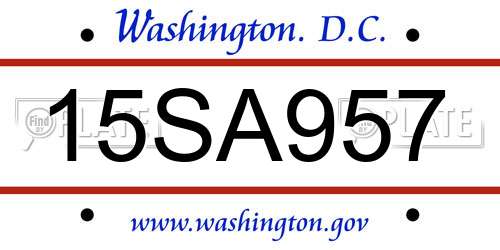 15SA957 District Of Columbia License Plate