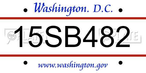 15SB482 District Of Columbia License Plate