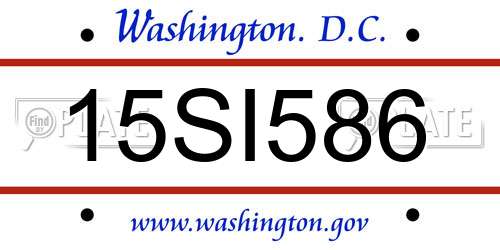 15SI586 District Of Columbia License Plate