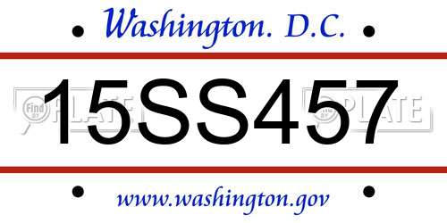 15SS457 District Of Columbia License Plate