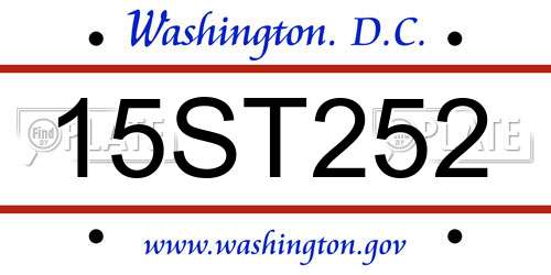 15ST252 District Of Columbia License Plate