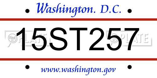 15ST257 District Of Columbia License Plate