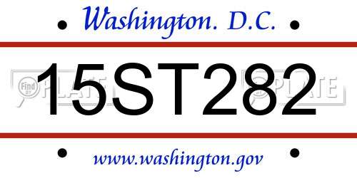 15ST282 District Of Columbia License Plate