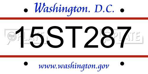 15ST287 District Of Columbia License Plate
