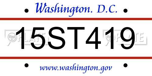 15ST419 District Of Columbia License Plate
