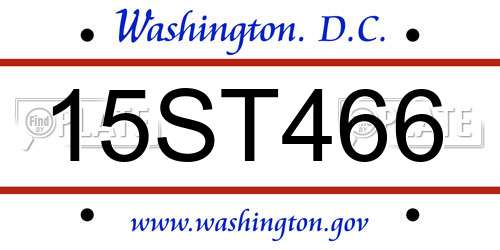 15ST466 District Of Columbia License Plate