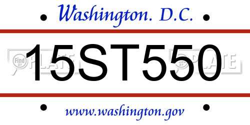 15ST550 District Of Columbia License Plate