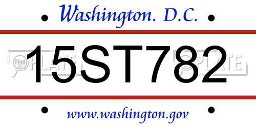 15ST782 District Of Columbia License Plate