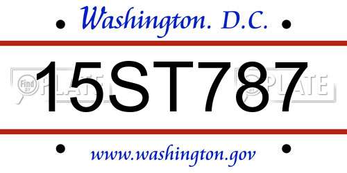15ST787 District Of Columbia License Plate