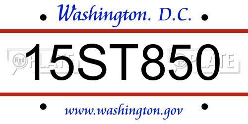 15ST850 District Of Columbia License Plate