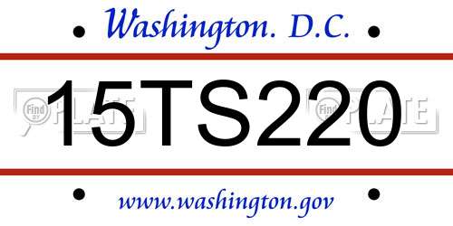 15TS220 District Of Columbia License Plate