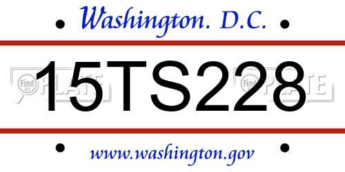 15TS228 District Of Columbia License Plate