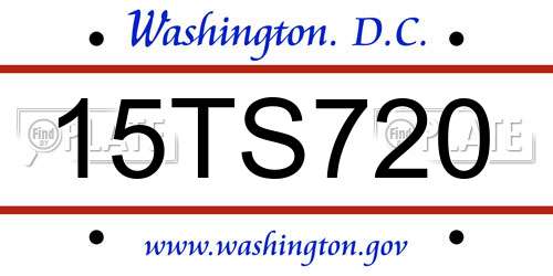 15TS720 District Of Columbia License Plate