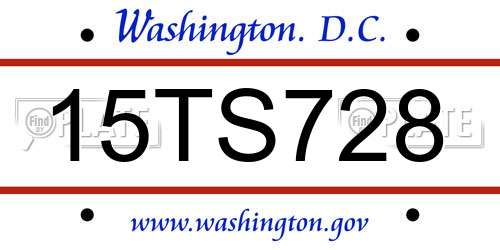 15TS728 District Of Columbia License Plate