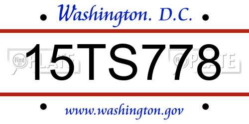 15TS778 District Of Columbia License Plate