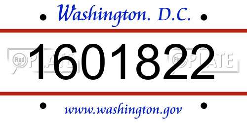 1601822 District Of Columbia License Plate