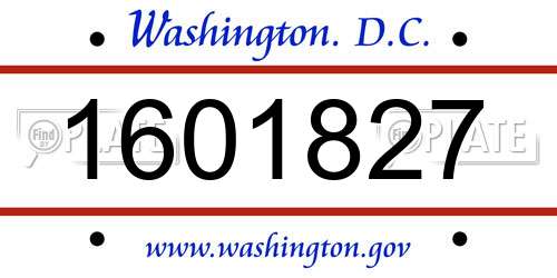 1601827 District Of Columbia License Plate