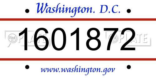 1601872 District Of Columbia License Plate