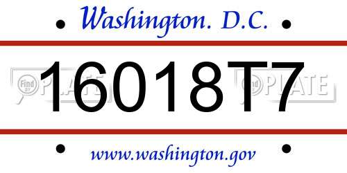 16018T7 District Of Columbia License Plate