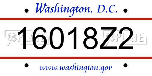 16018Z2 District Of Columbia License Plate