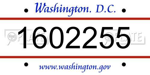 1602255 District Of Columbia License Plate