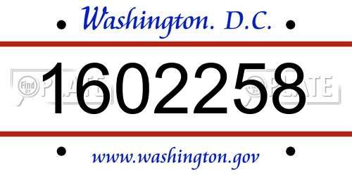 1602258 District Of Columbia License Plate