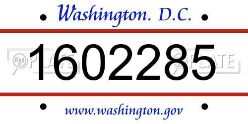 1602285 District Of Columbia License Plate