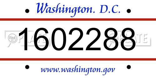 1602288 District Of Columbia License Plate