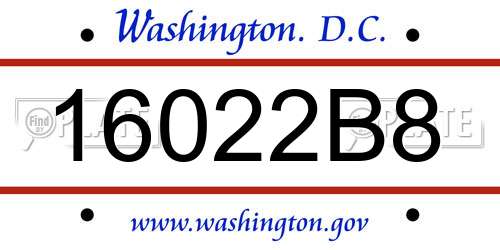 16022B8 District Of Columbia License Plate