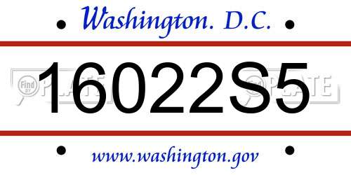 16022S5 District Of Columbia License Plate