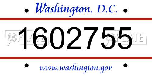 1602755 District Of Columbia License Plate