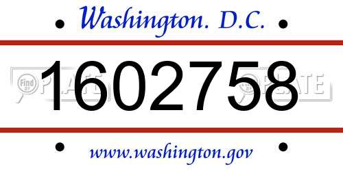 1602758 District Of Columbia License Plate
