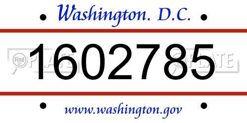 1602785 District Of Columbia License Plate