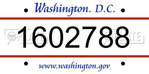 1602788 District Of Columbia License Plate