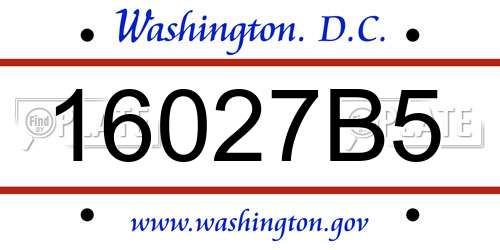 16027B5 District Of Columbia License Plate