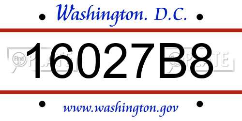 16027B8 District Of Columbia License Plate