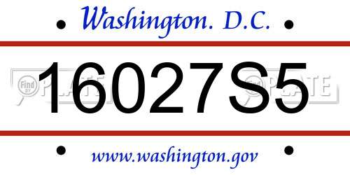 16027S5 District Of Columbia License Plate