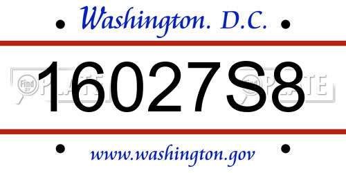 16027S8 District Of Columbia License Plate