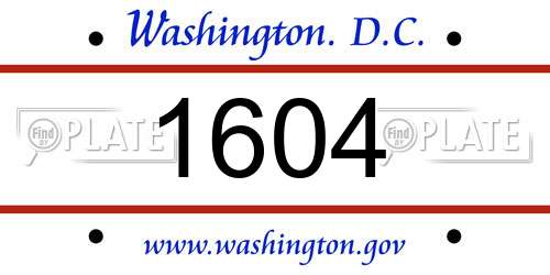 1604 District Of Columbia License Plate