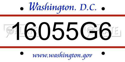 16055G6 District Of Columbia License Plate