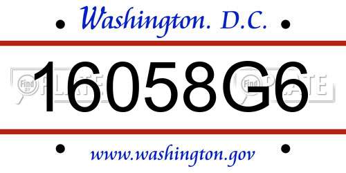 16058G6 District Of Columbia License Plate