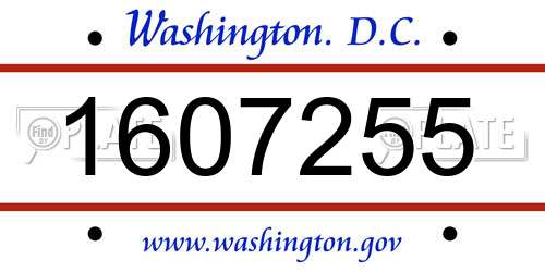 1607255 District Of Columbia License Plate