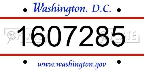 1607285 District Of Columbia License Plate