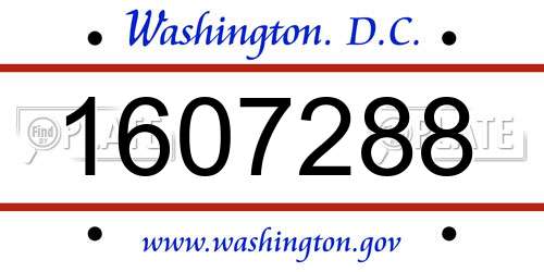 1607288 District Of Columbia License Plate