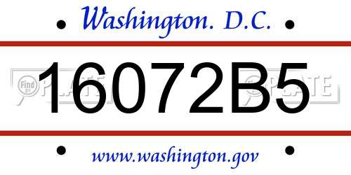 16072B5 District Of Columbia License Plate