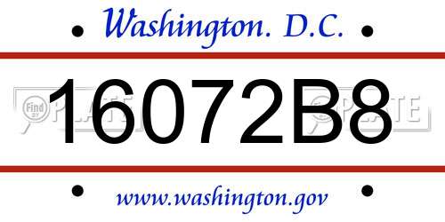 16072B8 District Of Columbia License Plate